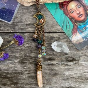 Whimsical Tangerine Aura Quartz Amethyst Sun Catcher / Car Mirror / Purse Charm